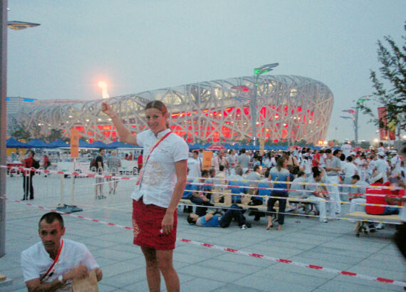 2008: Nicola enjoying her time before the closing ceremony at the Olympic Games in Peking